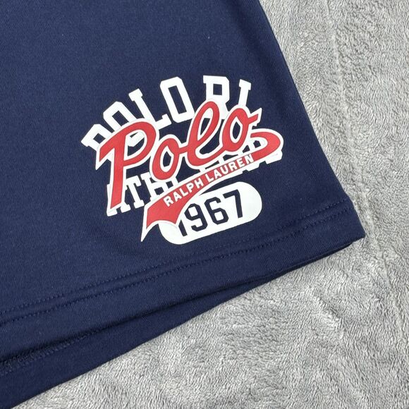 Polo Ralph Lauren Shorts Mens 5XLT Navy Fleece Sweatshorts Drawstring 1967 - Picture 2 of 15